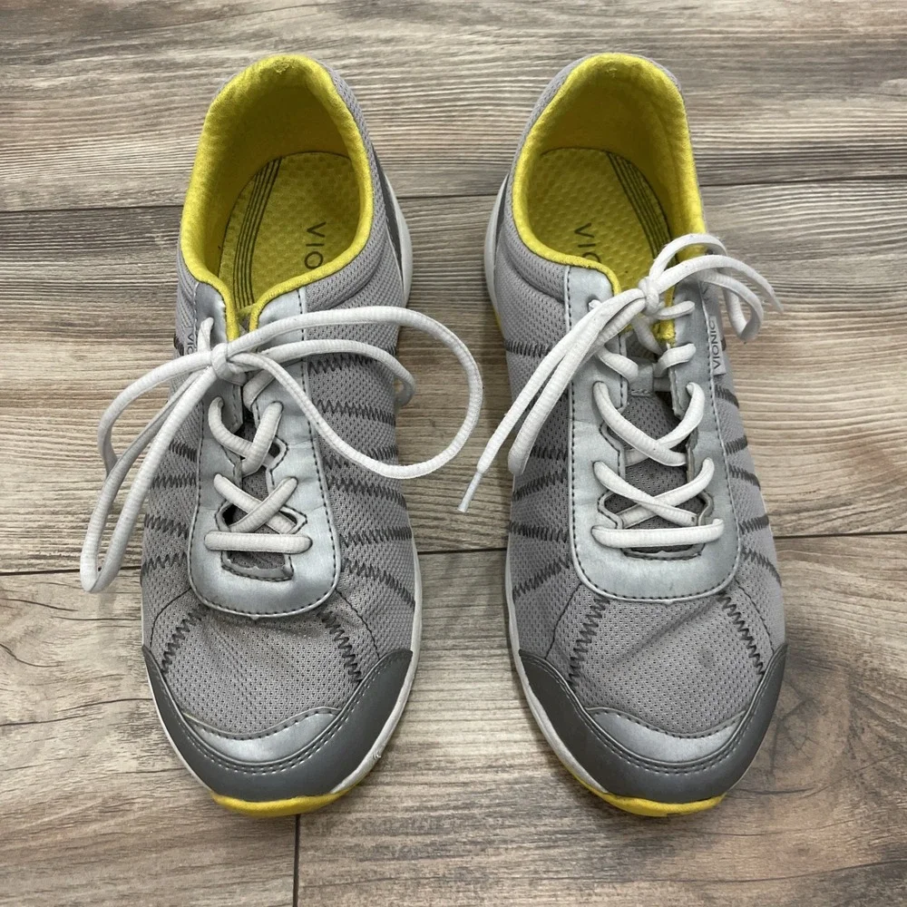 Vionic Alliance Grey Walking Shoes Womens 9.5 Wide Grey Yellow Sneakers